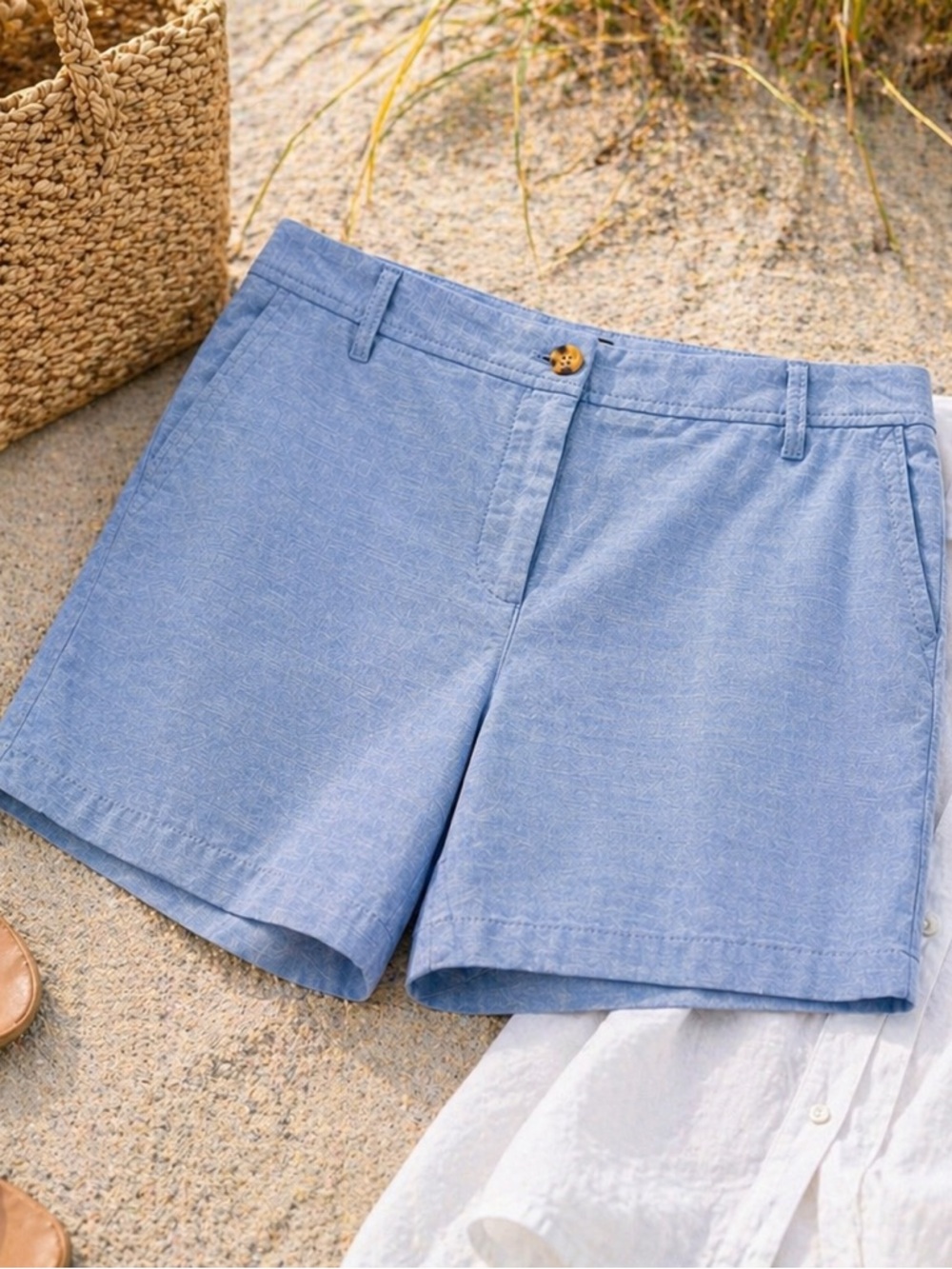 Talbots Relaxed Chino Short Chambray Shorts Size 10 with 7” Inseam